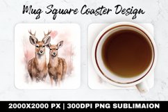Deer Valentine Mug coaster | Coaster | Sublimation Design Product Image 1