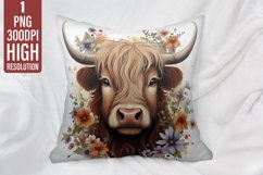 Highland Cow Pillow Case Sublimation | Pillow Cover Design Product Image 1