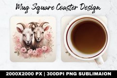 Two Goats Valentine Mug coaster | Coaster Sublimation Design Product Image 1