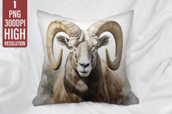 Bighorn Ram Portrait Pillow Case Sublimation | Pillow Cover Product Image 1