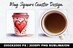 Cup with Coffee Valentine Mug coaster | Coaster Sublimation Product Image 1