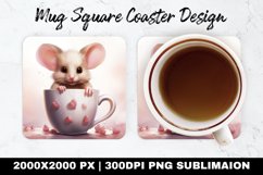Cute Mouse Valentine Mug coaster | Sublimation Design Product Image 1