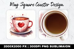 Coffee Cup Valentine Mug coaster |Coaster Sublimation Design Product Image 1