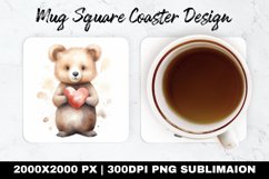 Bear Valentine Mug coaster | Coaster | Sublimation Design Product Image 1