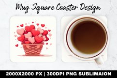 Heart Basket Valentine Mug coaster | Coaster | Sublimation Product Image 1