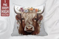 Highland Cow Pillow Case Sublimation | Pillow Cover Design Product Image 1