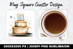 Birthday Cake Mug coaster | Coaster | Sublimation Design Product Image 1
