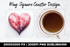 Heart Valentine Mug coaster | Coaster | Sublimation Design Product Image 1