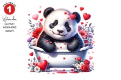 Valentines Day Panda Clipart | Watercolor Sublimation Product Image 1