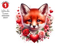 Valentines Day Fox Clipart | Watercolor Sublimation Product Image 1