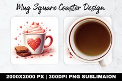 Cup with Cream Valentine Mug coaster |Coaster Sublimation Product Image 1