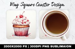 Cupcake Valentine Mug coaster | Coaster | Sublimation Design Product Image 1