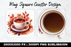 Coffee Cup Valentine Mug coaster |Coaster Sublimation Design Product Image 1