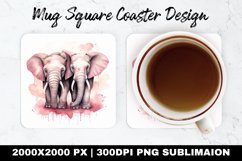 Elephant Valentine Mug coaster | Coaster |Sublimation Design Product Image 1