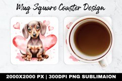 Dchshund Valentine Mug coaster | Coaster |Sublimation Design Product Image 1