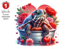 Valentines Day Turtle Clipart | Watercolor Sublimation Product Image 1