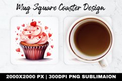 Cupcake Valentine Mug coaster | Coaster | Sublimation Design Product Image 1