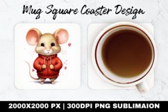 Cute Mouse Valentine Mug coaster |Coaster Sublimation Design Product Image 1