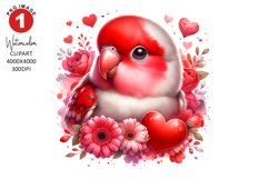 Valentines Day Love Bird Clipart | Watercolor Sublimation Product Image 1