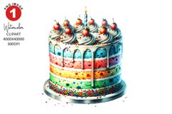 Valentines Day Cake Clipart | Watercolor Clipart Sublimation Product Image 1