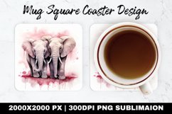 Elephant Valentine Mug coaster | Coaster |Sublimation Design Product Image 1
