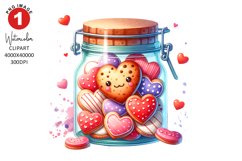Valentines Day Glass Jar Clipart | Watercolor Sublimation Product Image 1