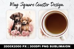 Cute Dogs Truck Valentine Mug coaster | Coaster Sublimation Product Image 1