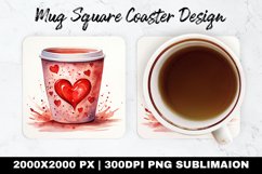 Cup with Coffee Valentine Mug coaster | Coaster Sublimation Product Image 1