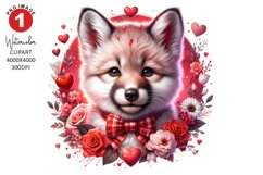 Valentines Day Wolve Clipart | Watercolor Sublimation Product Image 1