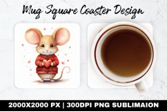 Mouse Valentine Mug coaster | Coaster | Sublimation Design Product Image 1