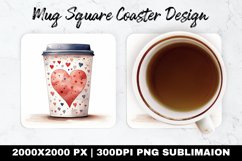 Cup with Coffee Valentine Mug coaster | Coaster Sublimation Product Image 1