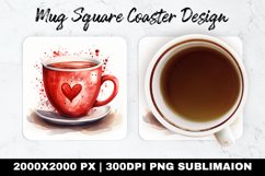 Coffee Cup Valentine Mug coaster | Coaster | Sublimation Product Image 1