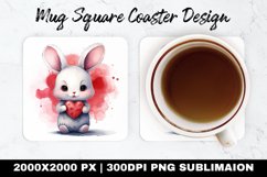 Cute Bunny Valentine Mug coaster | Coaster | Sublimation Product Image 1