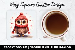 Owl Valentine Mug coaster | Coaster | Sublimation Design Product Image 1