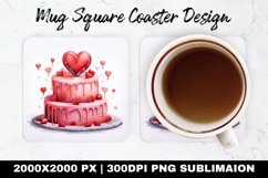 Valentine Cake Mug coaster | Coaster | Sublimation Design Product Image 1