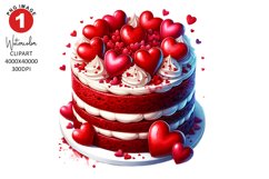 Valentines Day Cake Clipart | Watercolor Clipart Sublimation Product Image 1