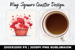 Heart Basket Valentine Mug coaster | Coaster | Sublimation Product Image 1