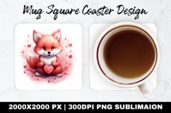 Wolf Valentine Mug coaster | Coaster | Sublimation Design Product Image 1