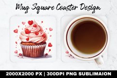 Cupcake Valentine Mug coaster | Coaster | Sublimation Design Product Image 1