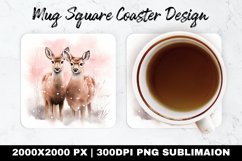 Deer Valentine Mug coaster | Coaster | Sublimation Design Product Image 1