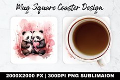 Panda&#039;s Valentine Mug coaster | Coaster | Sublimation Design Product Image 1
