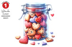 Valentines Day Glass Jar Clipart | Watercolor Sublimation Product Image 1