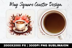 Coffee Cup Valentine Mug coaster |Coaster Sublimation Design Product Image 1