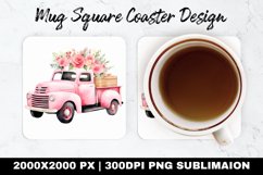Truck Valentine Mug coaster | Coaster | Sublimation Design Product Image 1