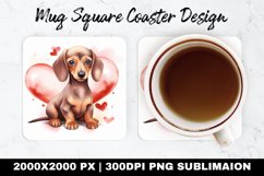 Dchshund Valentine Mug coaster | Coaster |Sublimation Design Product Image 1