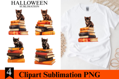 4 Halloween Cat &amp; Books Clipart PNG | Spooky Season Png Product Image 1