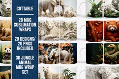 3D Animal Mug Sublimation Wraps, Jungle Animal Mug Wrap Set Product Image 1