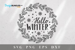 Hello Winter Svg|Christmas Svg|Christmas round sign svg Product Image 2