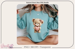 Knitted Heart Bear PNG Bundle, Faux Yarn Teddy Bears, Product Image 7
