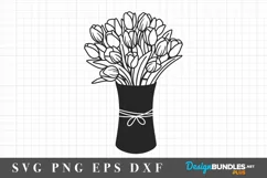 Bouquet of tulips in a vase SVG|Tulips svg Product Image 2